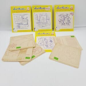 VTG Aunt Martha's Cross Stitch Iron Transfer Patterns Lot of 4 w/ Extra Transfrs